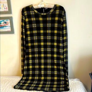H&M Black and Yellow Plaid Long Sleeve Dress
